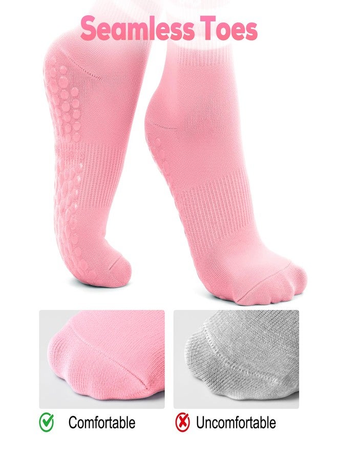 ElaraFit 4 Pack Pilates Grip Socks for Women with Grips Non Slip Yoga Socks for Pilates Reformer Barre Ballet Sticky Grippy Ankle Crew Socks Pink Black White Grey - Image 5